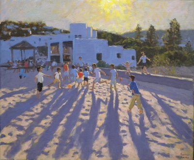 Spätnachmittagsfußball, Ornos, Mykonos von Andrew Macara